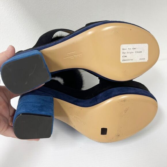 Salvatore Ferragamo Wrap Around Colorblock Suede Leather Heels 11 Mink Fur - Picture 7 of 9